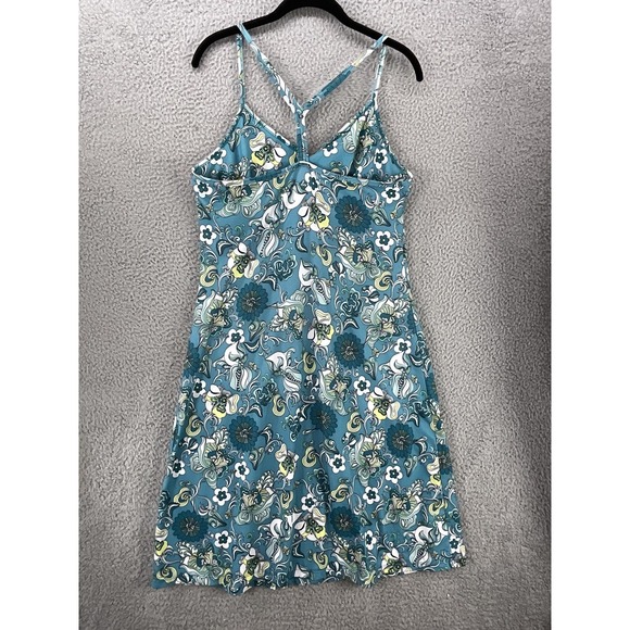 Prana Dress Womens XL Blue Floral Slip Sundress V-Neck Strappy Jersey Summer - Picture 4 of 8